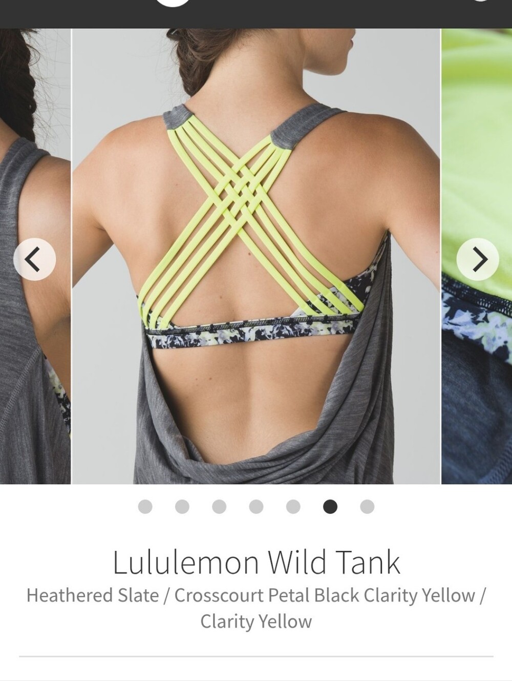 Lululemon athletica Wild Tank - Heathered Slate & Clarity Yellow Strappy Back